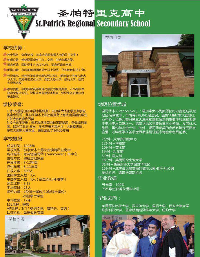 温哥华私立中学圣帕特里克中学8年级录取案例 温哥华私立中学圣帕特里克中学8年级录取案例